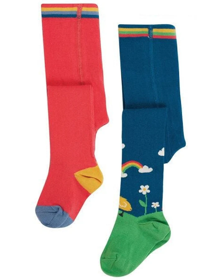 Frugi Warme Kinder Strumpfhosen im 2er-Pack aus Biobaumwolle