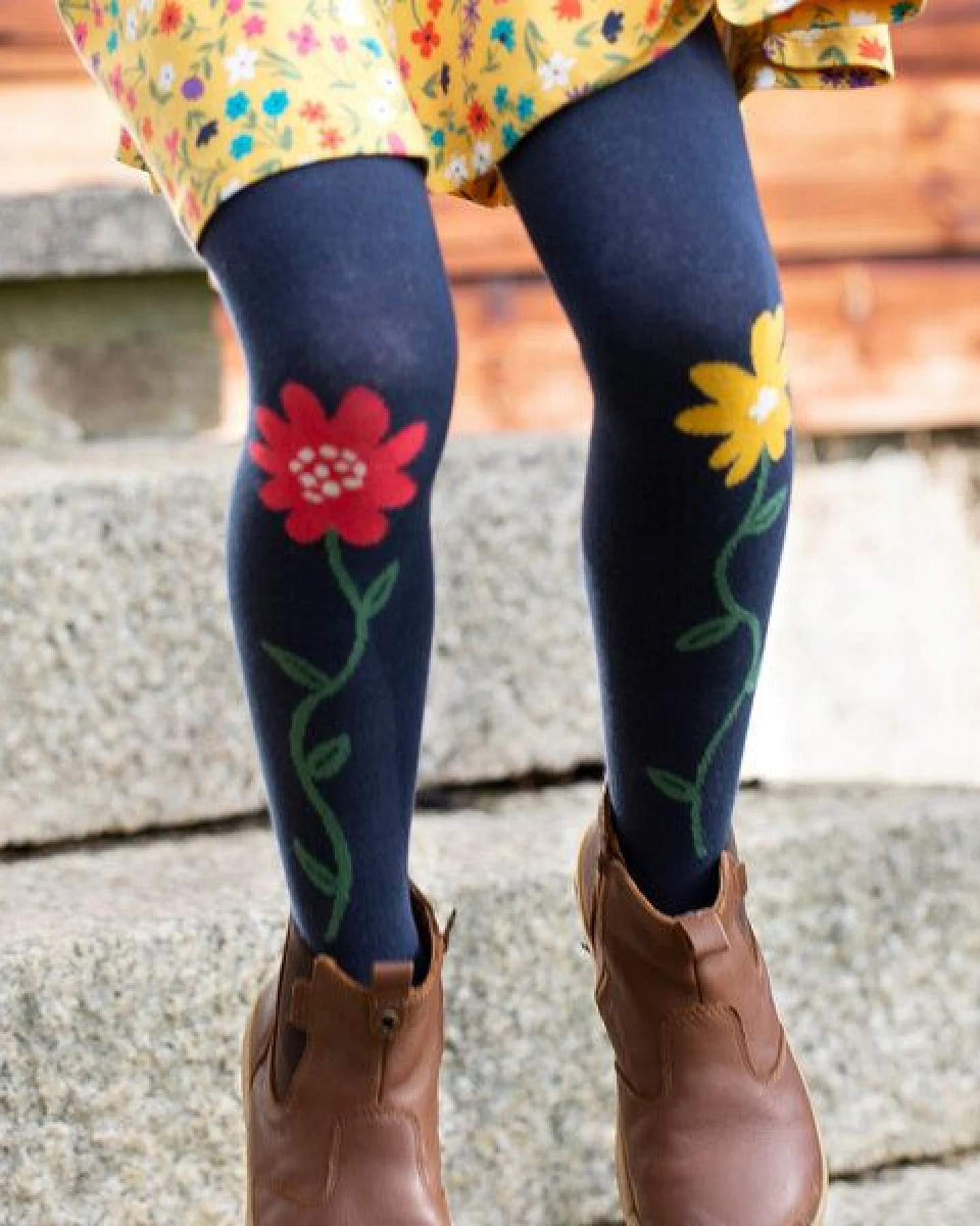 Frugi Warme Kinder Strumpfhosen im 2er-Pack aus Biobaumwolle – Ansicht 2