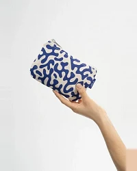 Greige / Blue Coral Print