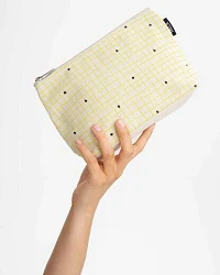 Greige / Grid Print