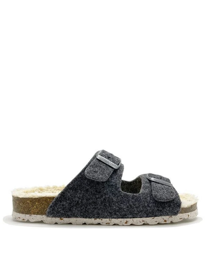 Vegane "thies ® Recycled Plush PET Bio Sandale" aus rec. PET & Biobaumwolle