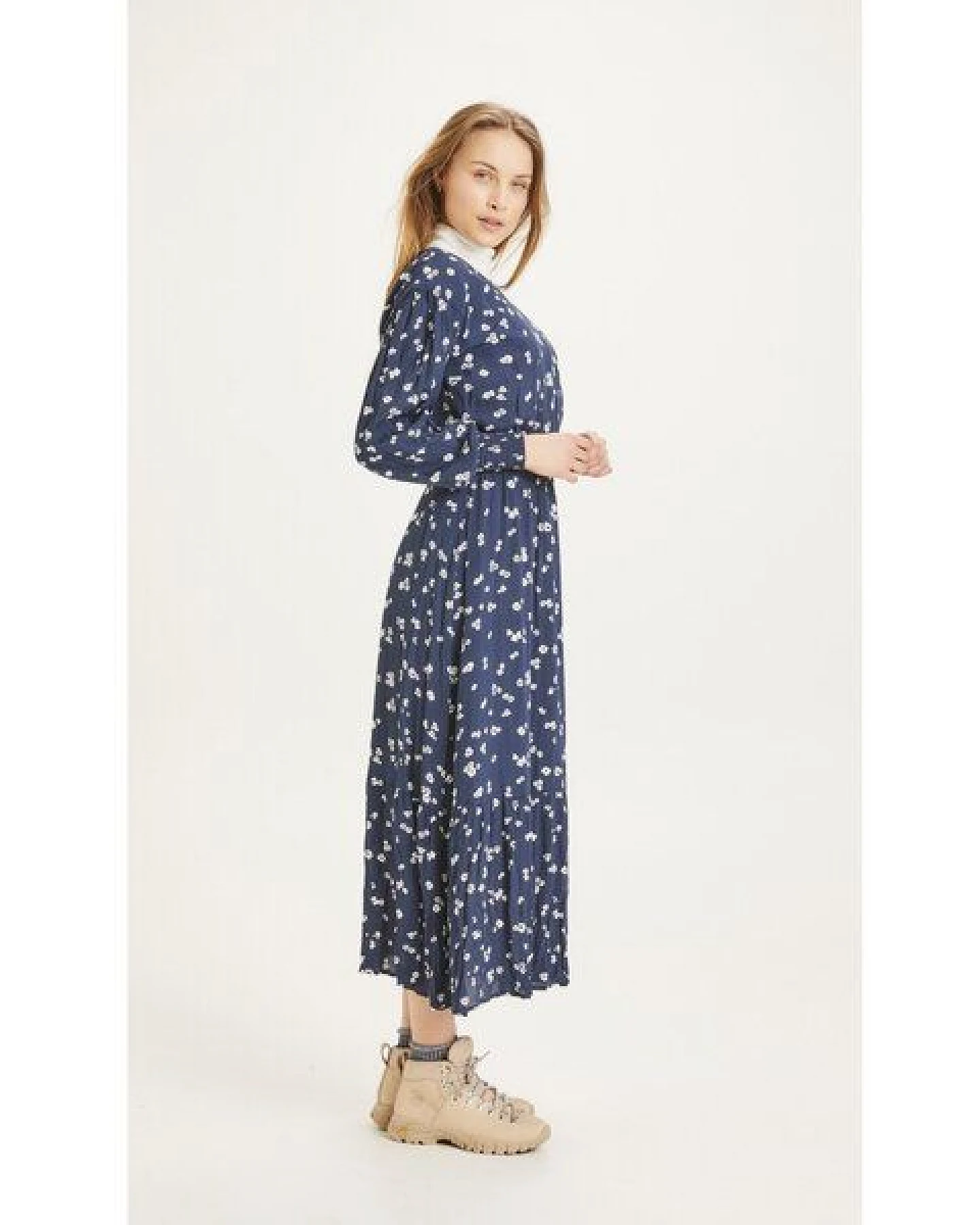 KnowledgeCotton Apparel Maxikleid Fleur mit Blumenmuster aus Lenzing EcoVero – Ansicht 2