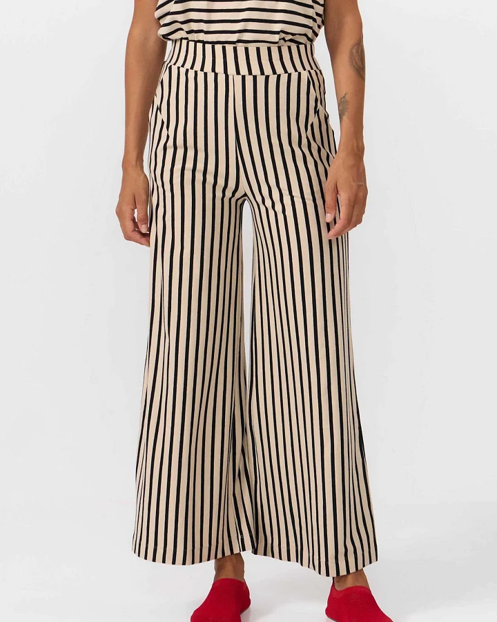 SUITE13LAB Damen vegan Hose Palau Streifen Schwarz