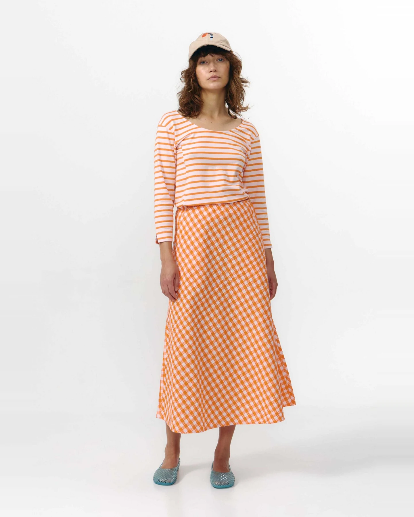 SUITE13LAB Damen vegan Rock Belen Check Orange – Ansicht 2