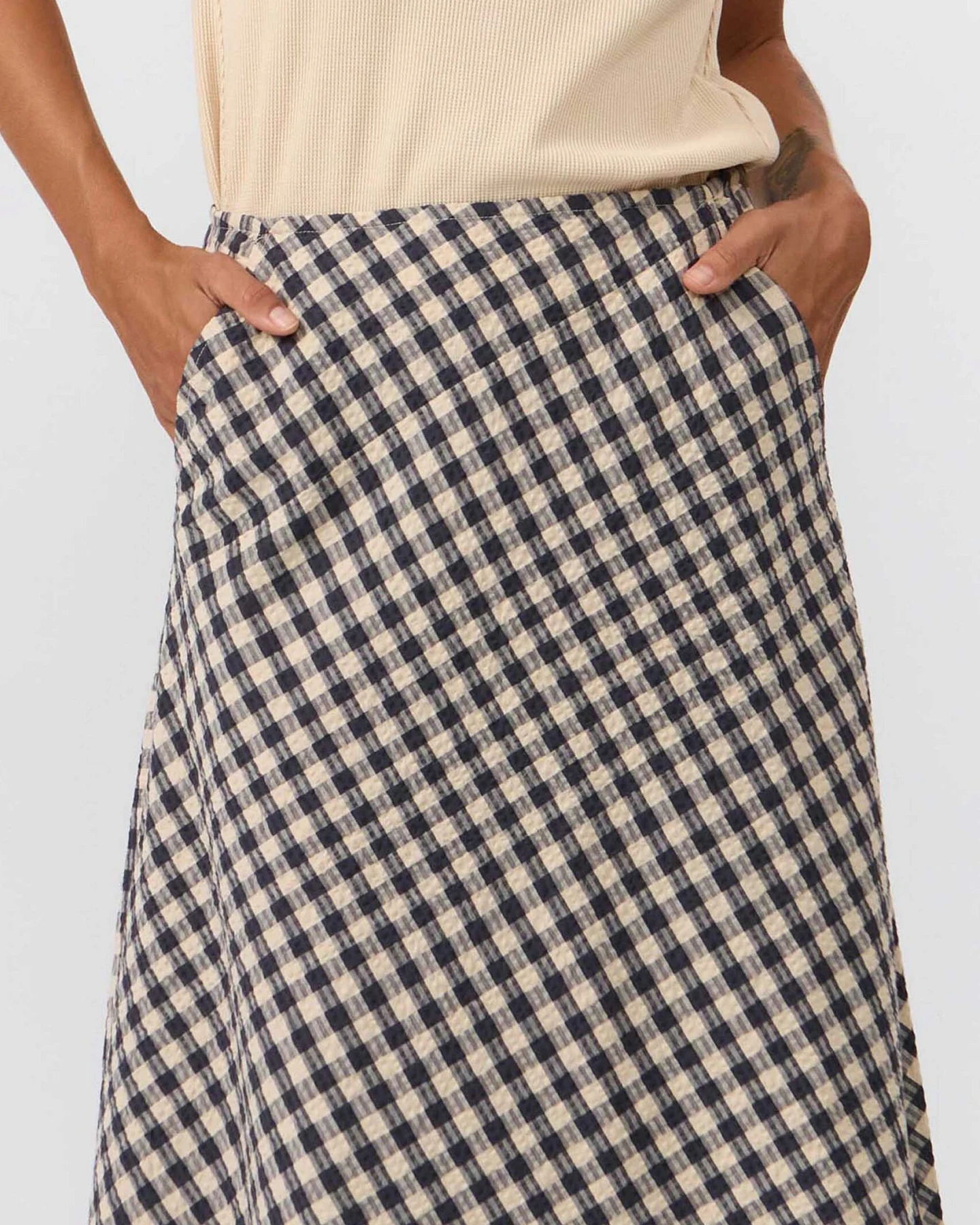 SUITE13LAB Damen vegan Rock Belen Check Grau – Ansicht 2