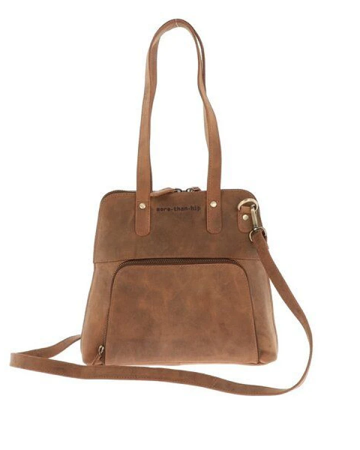 MoreThanHip Retro-Handtasche aus mattem Vintage-Öko-Leder - Poppy - braun oder schwarz