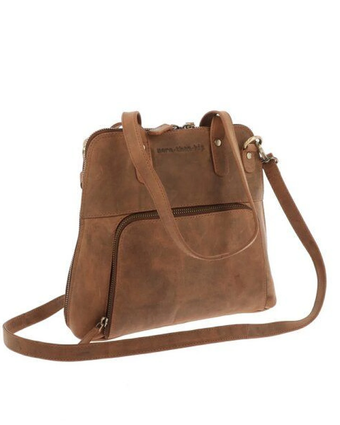MoreThanHip Retro-Handtasche aus mattem Vintage-Öko-Leder - Poppy - braun oder schwarz – Ansicht 4