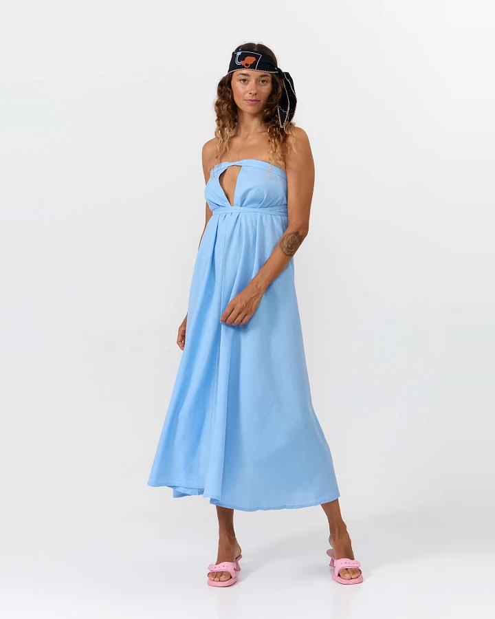 SUITE13LAB Damen vegan Kleid Mp Midi Hellblau