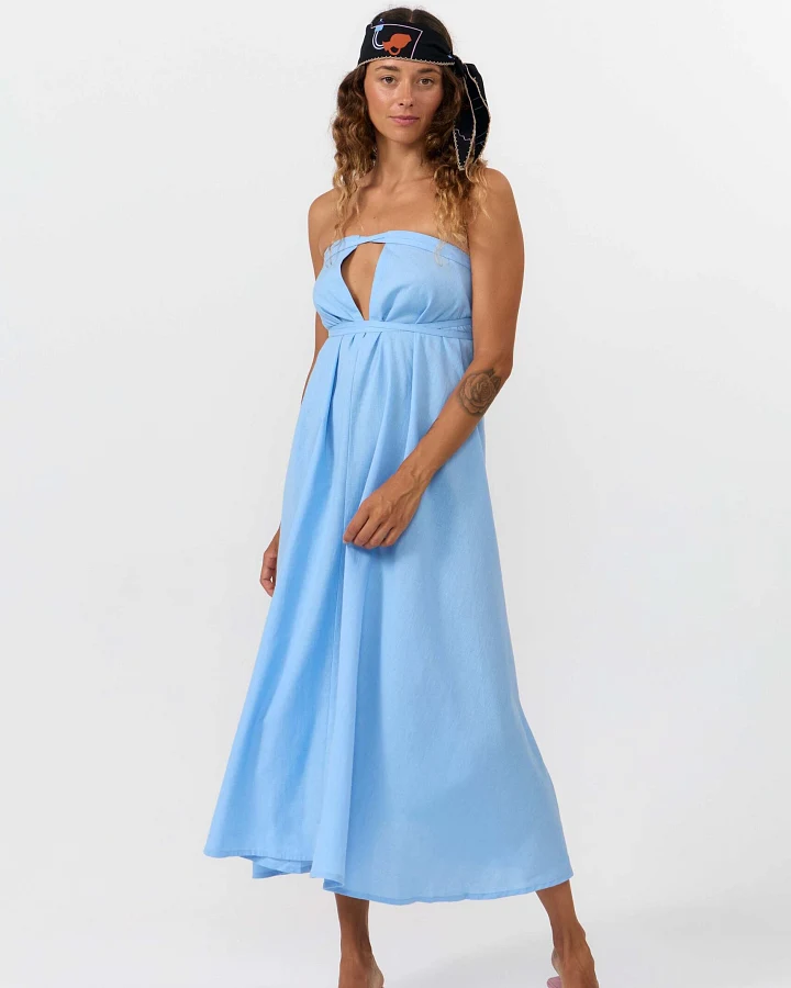SUITE13LAB Damen vegan Kleid Mp Midi Hellblau