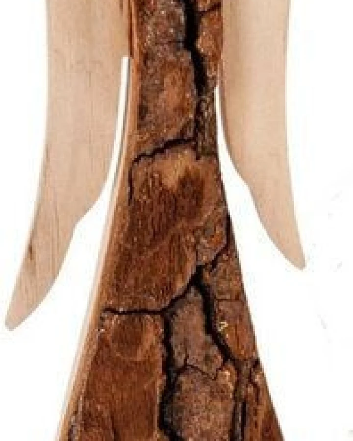ReineNatur Engel aus Holz mit Rinde 21 x 6,5 cm