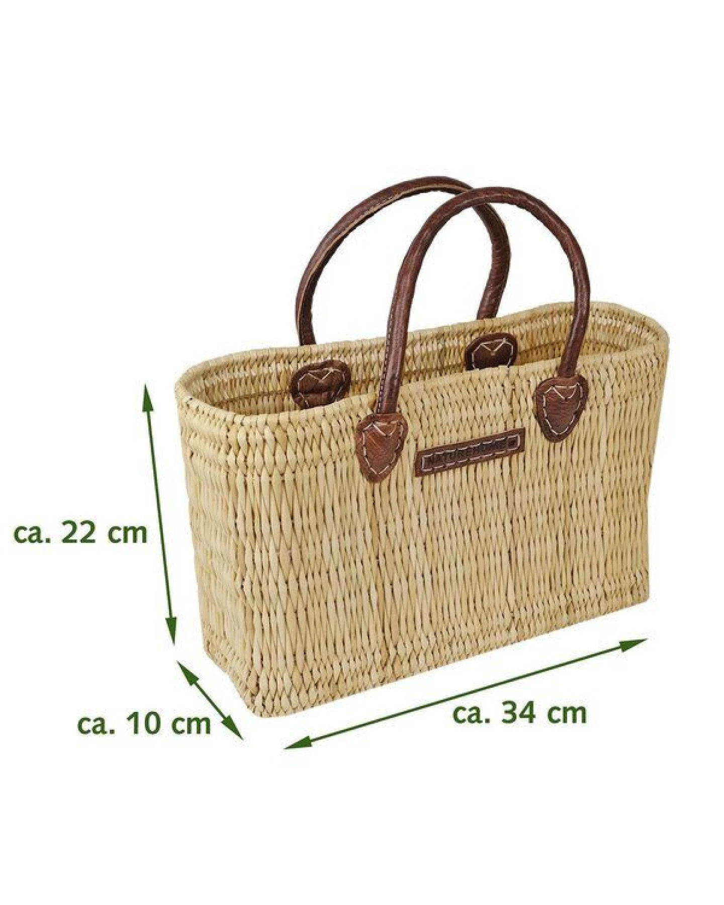 Schilftasche Damen NATUREHOME M 39x25x11 cm – handgeflochtene Korbtasche mit Ledergriffen, nachhaltige Shopper Tasche aus Naturmaterial, Strandtasche & Einkaufstasche im Boho Design, leicht & robust – Ansicht 2