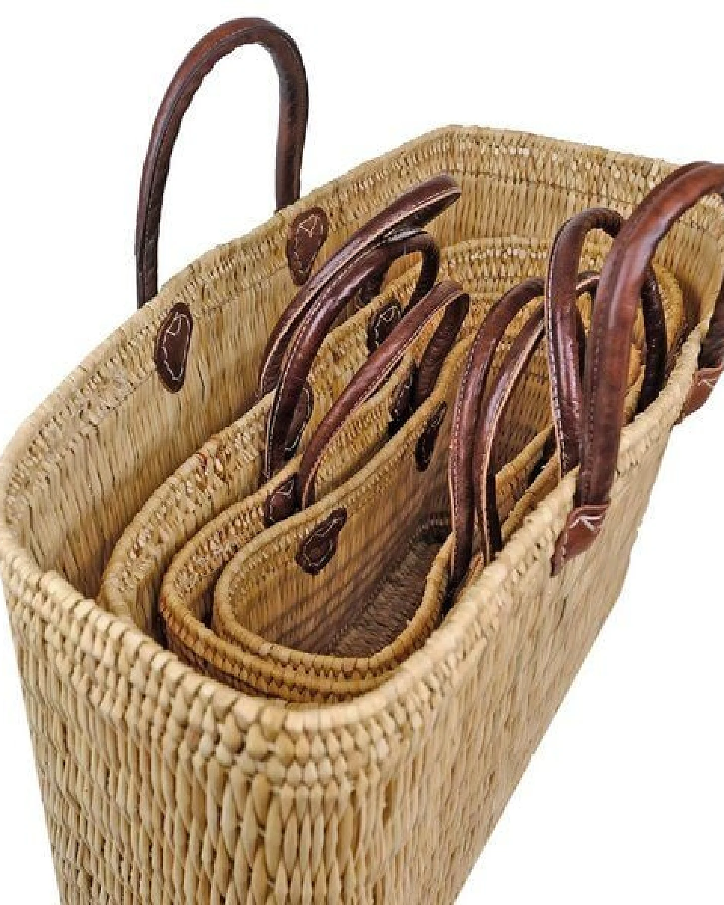Schilftasche Damen NATUREHOME M 39x25x11 cm – handgeflochtene Korbtasche mit Ledergriffen, nachhaltige Shopper Tasche aus Naturmaterial, Strandtasche & Einkaufstasche im Boho Design, leicht & robust – Ansicht 4