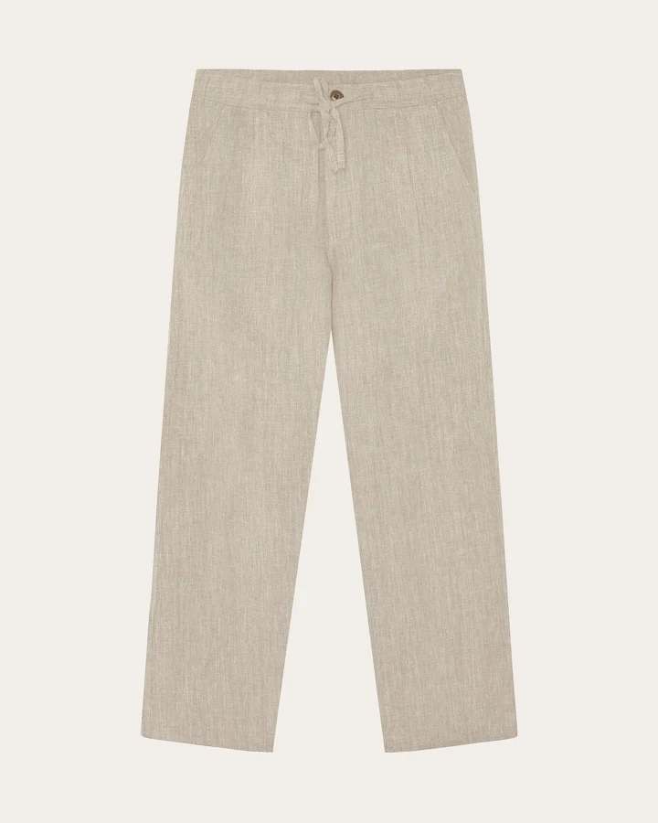 KnowledgeCotton Apparel Herren vegan Hose Fig Loose Leinen Mix Light Feather Gray