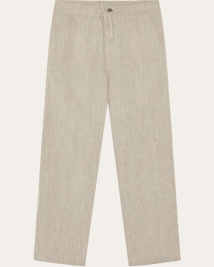 KnowledgeCotton Apparel Herren vegan Hose Fig Loose Leinen Mix Light Feather Gray