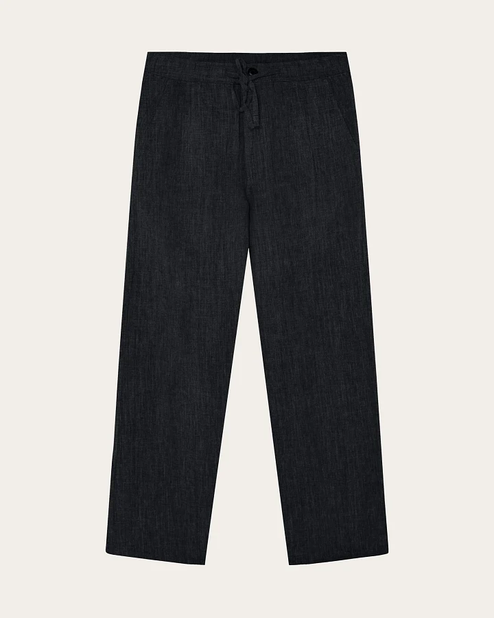 KnowledgeCotton Apparel Herren vegan Hose Fig Loose Leinen Mix Black Jet