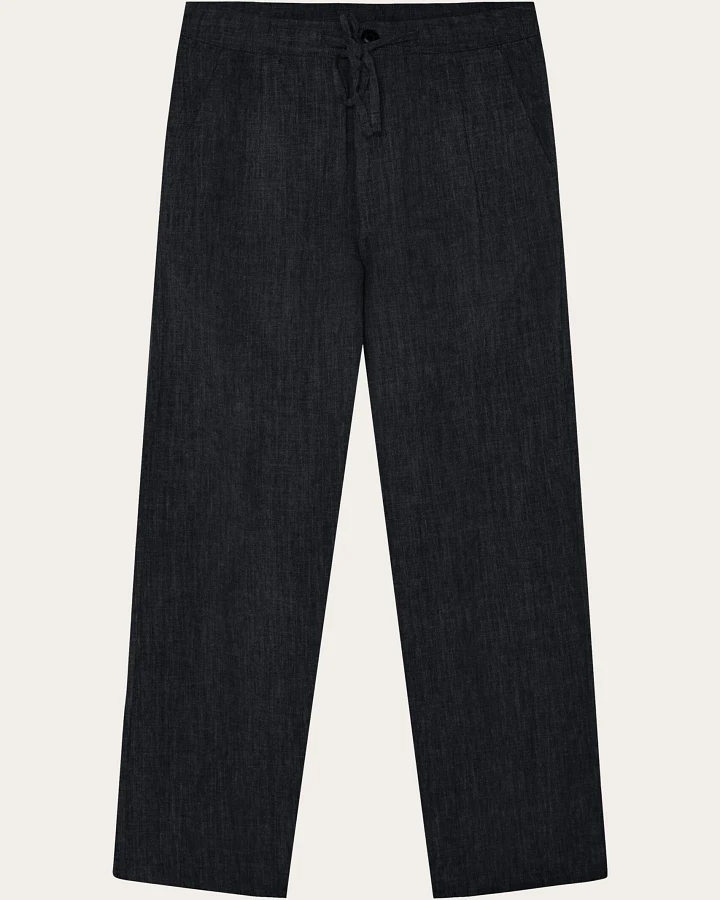 KnowledgeCotton Apparel Herren vegan Hose Fig Loose Leinen Mix Black Jet
