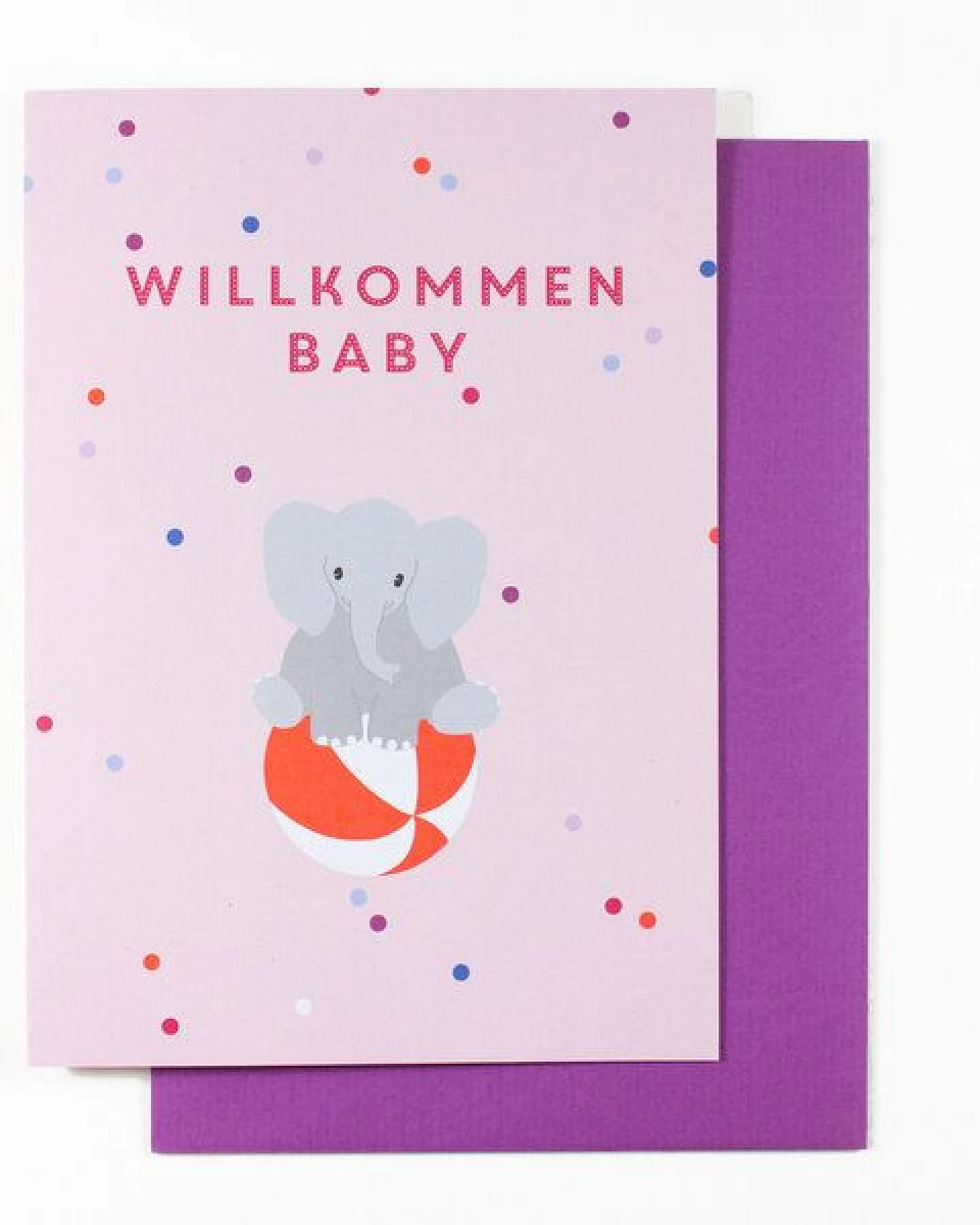 Bow & Hummingbird Grußkarte Willkommen Baby (Elefant) – Ansicht 2