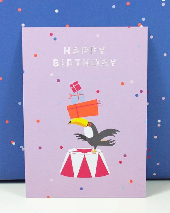 Bow & Hummingbird Postkarte Happy Birthday Toucan