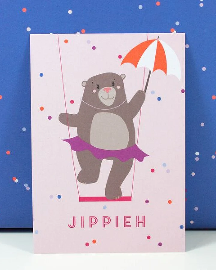 Bow & Hummingbird Postkarte Jippieh