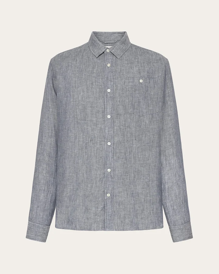 KnowledgeCotton Apparel Herren vegan Hemd Custom Fit Vintage Indigo