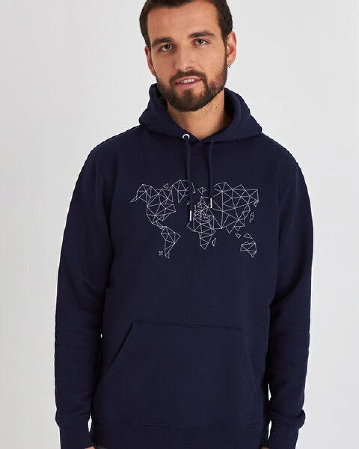 Kultgut Gemütlicher, flauschiger Hoodie /Worldmap