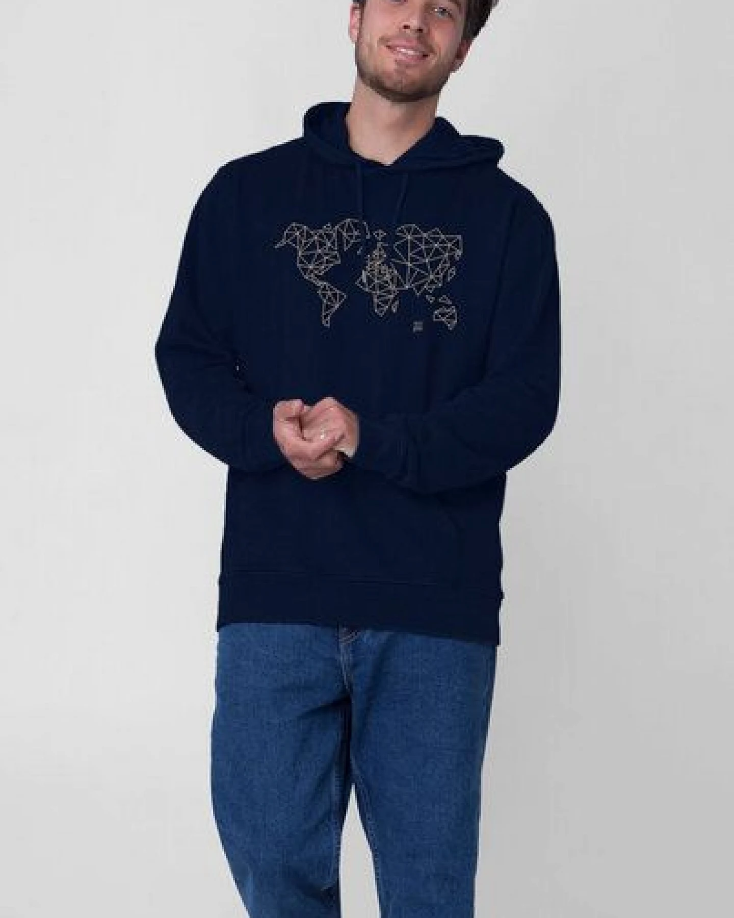 Kultgut Gemütlicher, flauschiger Hoodie /Worldmap – Ansicht 4