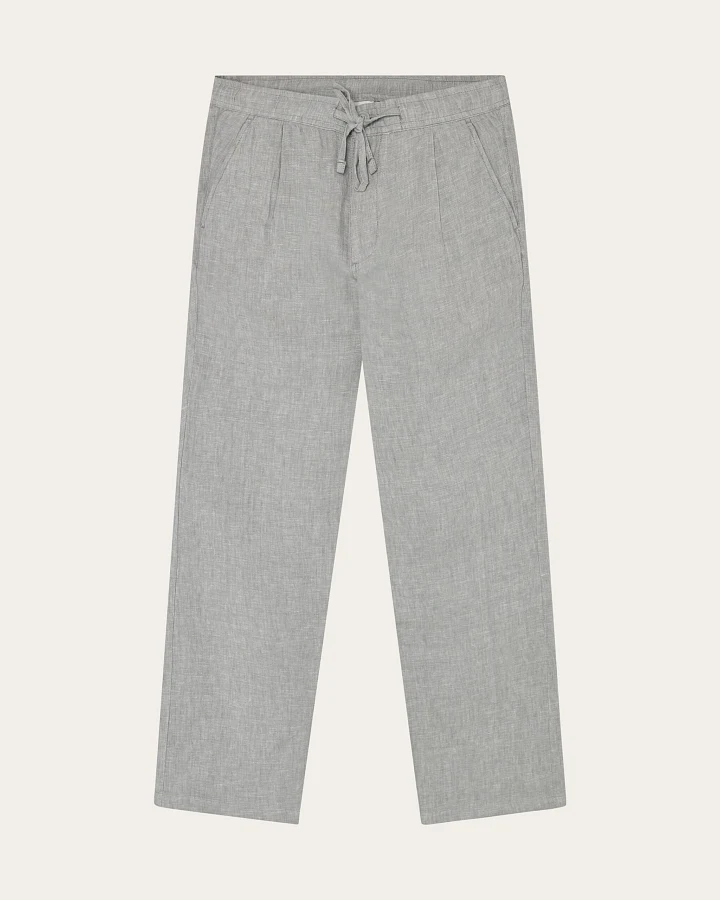 KnowledgeCotton Apparel Herren vegan Hose Loose Leinen Ultimate Grau