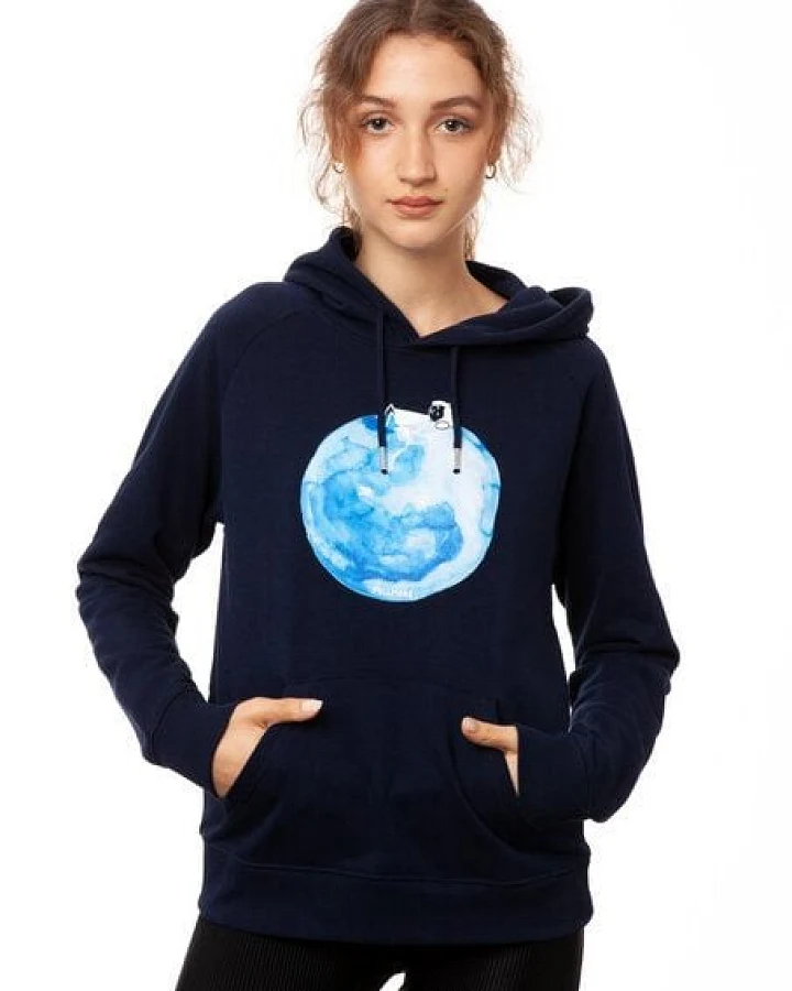 FellHerz Damen Hoodie Moon Girl navy, Bio Fair und Vegan