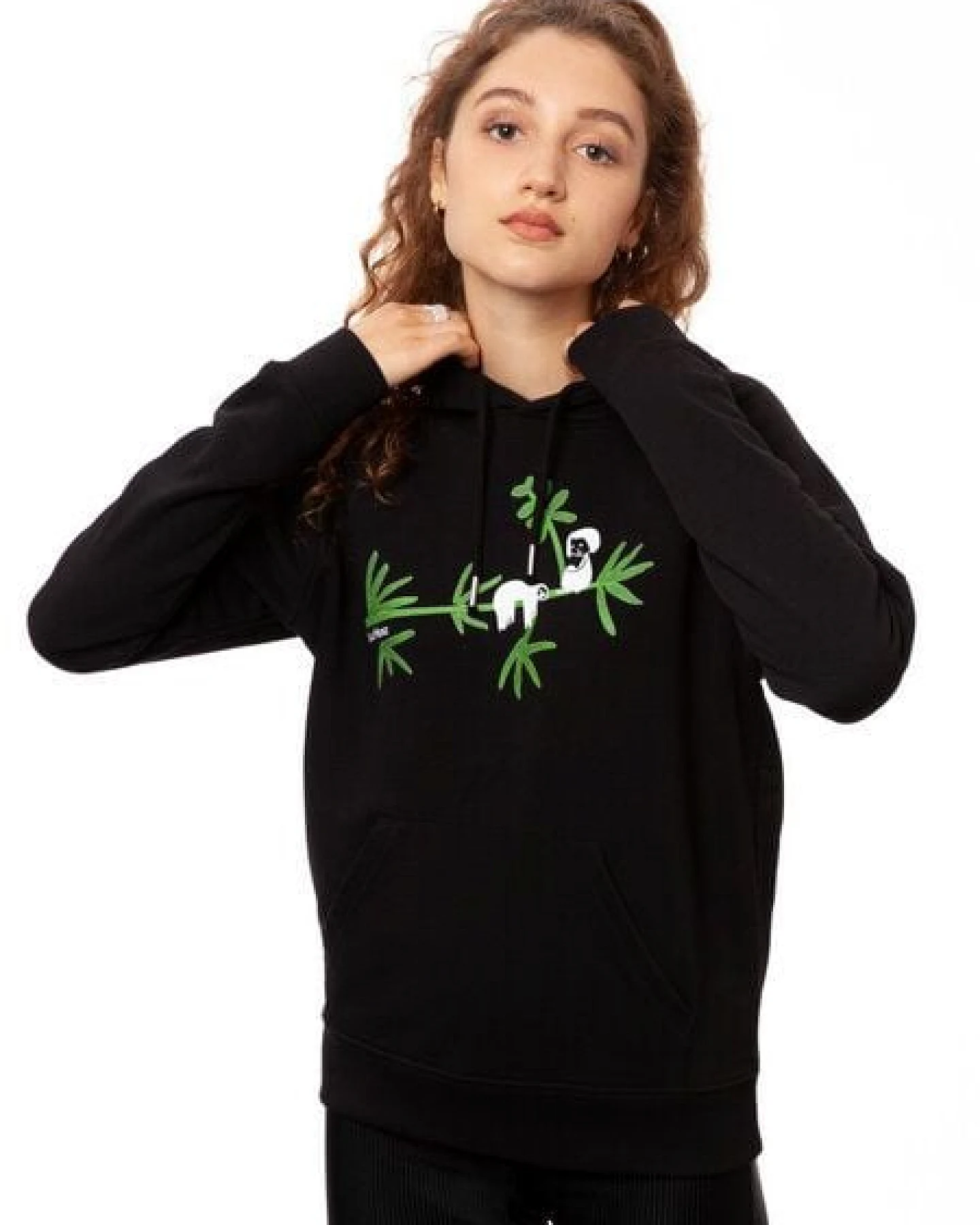 FellHerz Damen Hoodie Faultier black, Bio Fair und Vegan – Ansicht 3