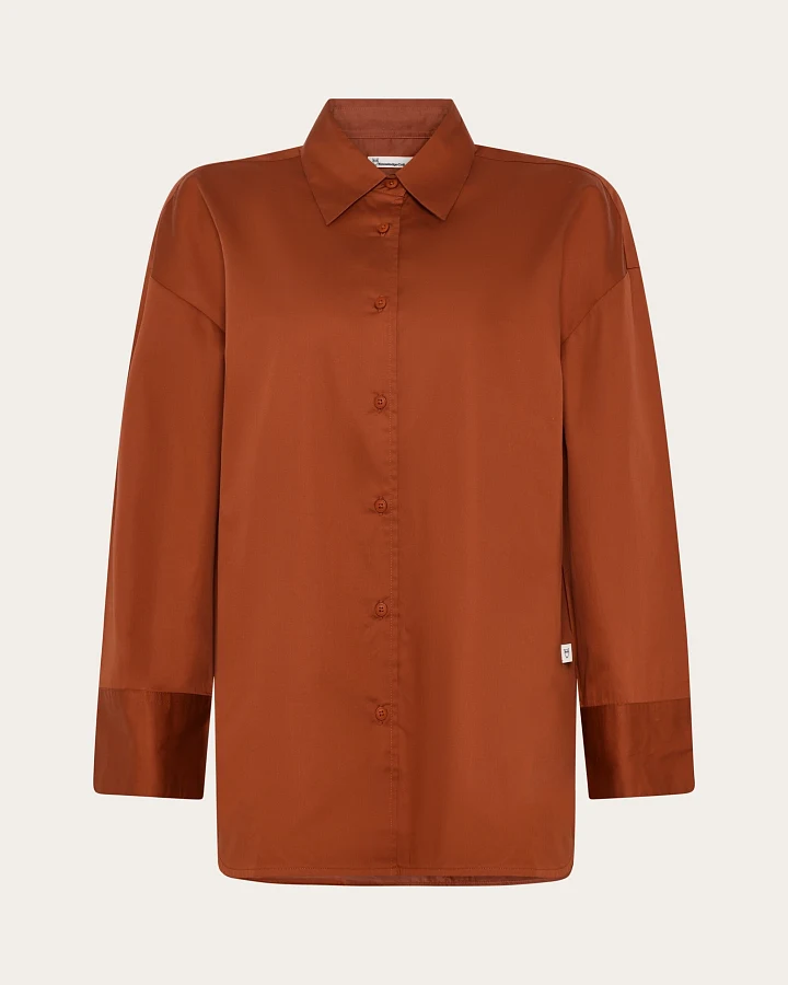 KnowledgeCotton Apparel Damen vegan Hemd Dew Relaxed Burnt Brick