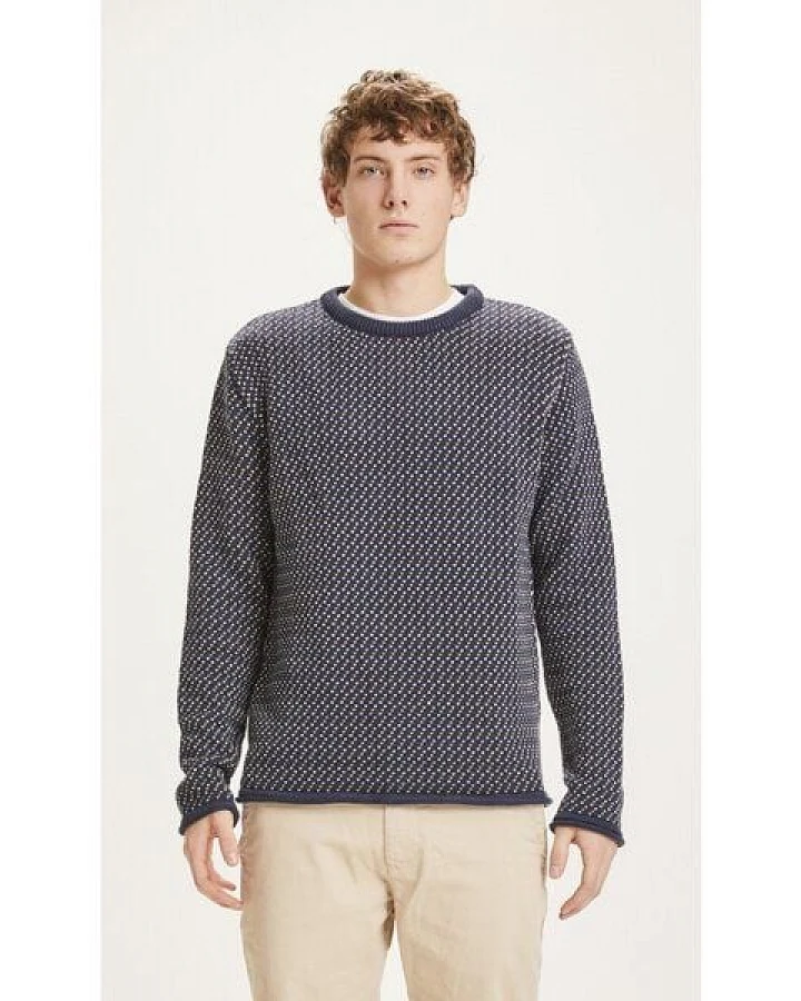 KnowledgeCotton Apparel Pullover VALLEY mit Muster aus Bio-Baumwolle