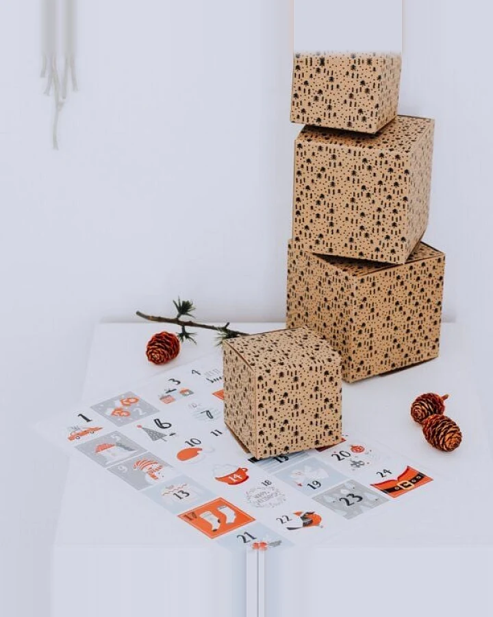 Fines Papeterie Adventskalender SCANDI aus Kraftkarton