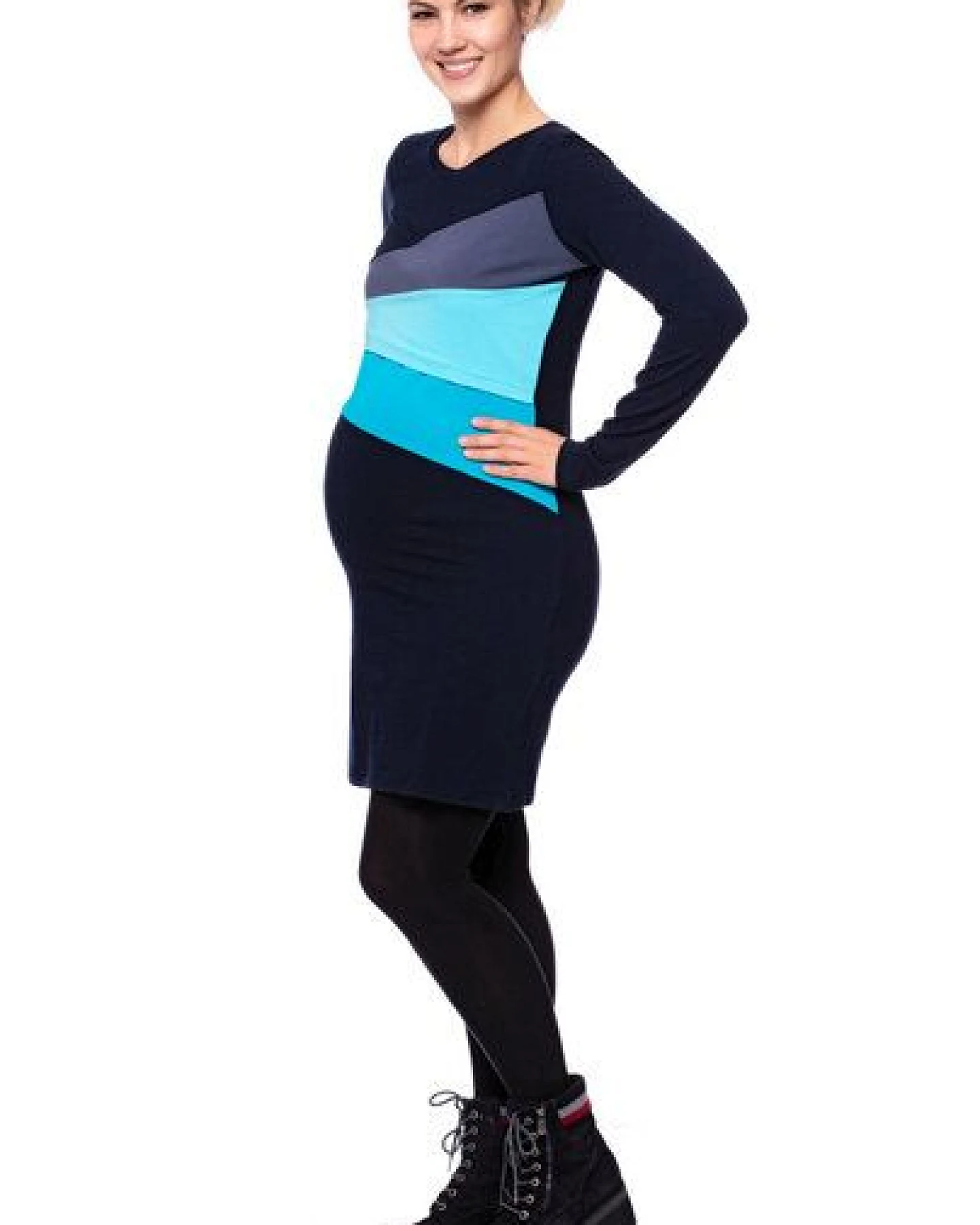 Milchshake KYRA langarm Umstands- und Stillkleid in Colour-Blocking – Ansicht 3