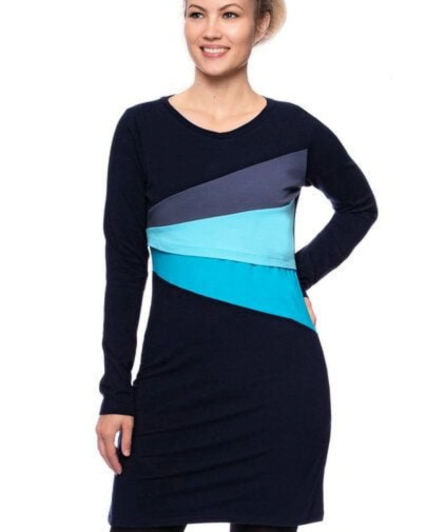 Milchshake KYRA langarm Umstands- und Stillkleid in Colour-Blocking – Ansicht 4