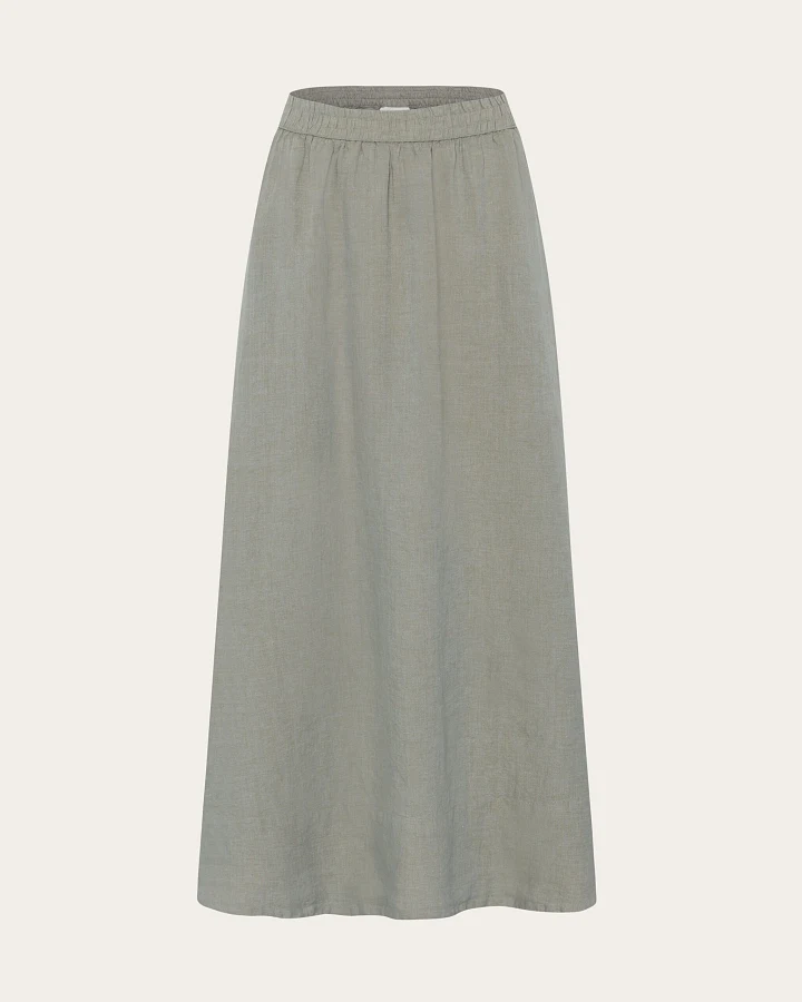 KnowledgeCotton Apparel Damen vegan Maxirock Leinen Twill Beige