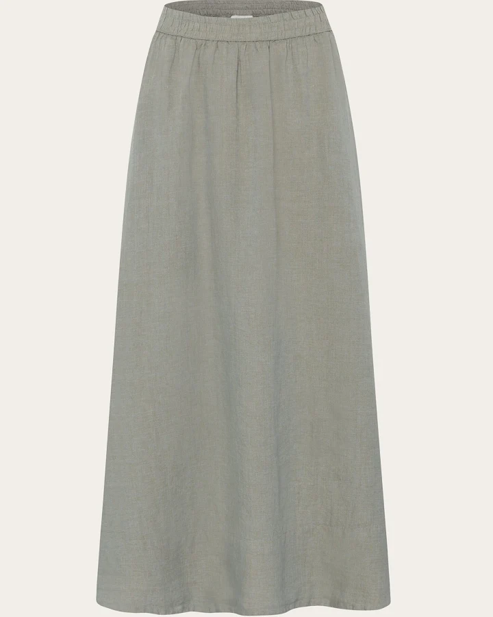 KnowledgeCotton Apparel Damen vegan Maxirock Leinen Twill Beige