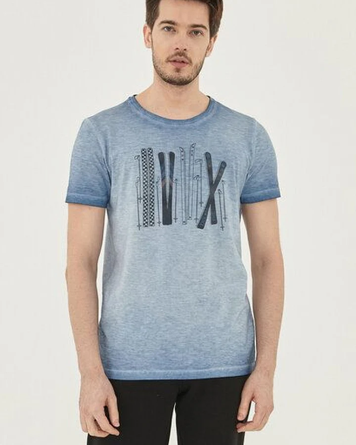 ORGANICATION Garment Dyed T-Shirt aus Bio-Baumwolle mit Print