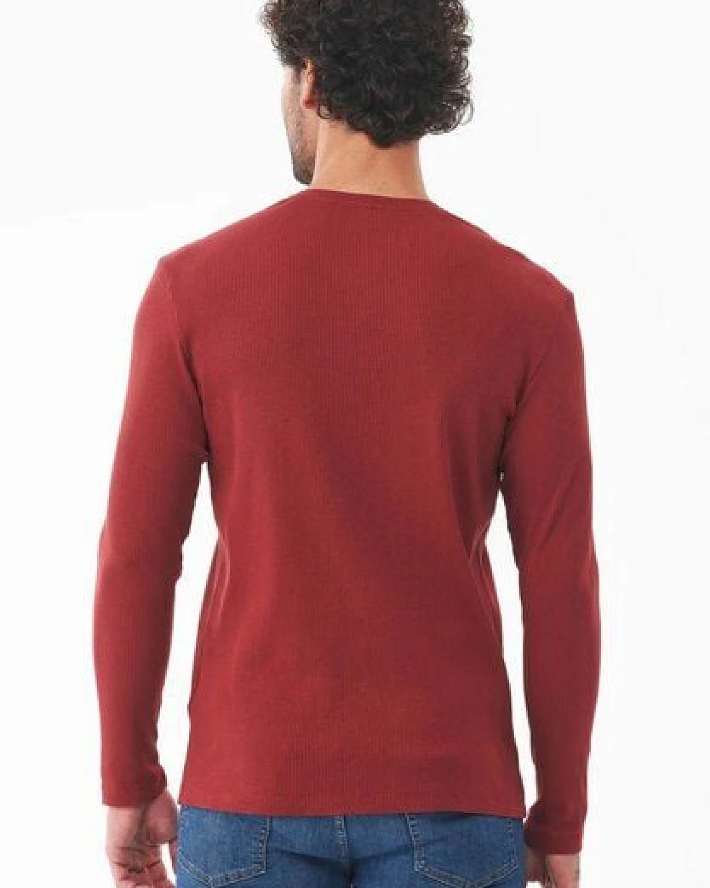 ORGANICATION Geripptes Henley Langarmshirt aus Bio-Baumwolle – Ansicht 4