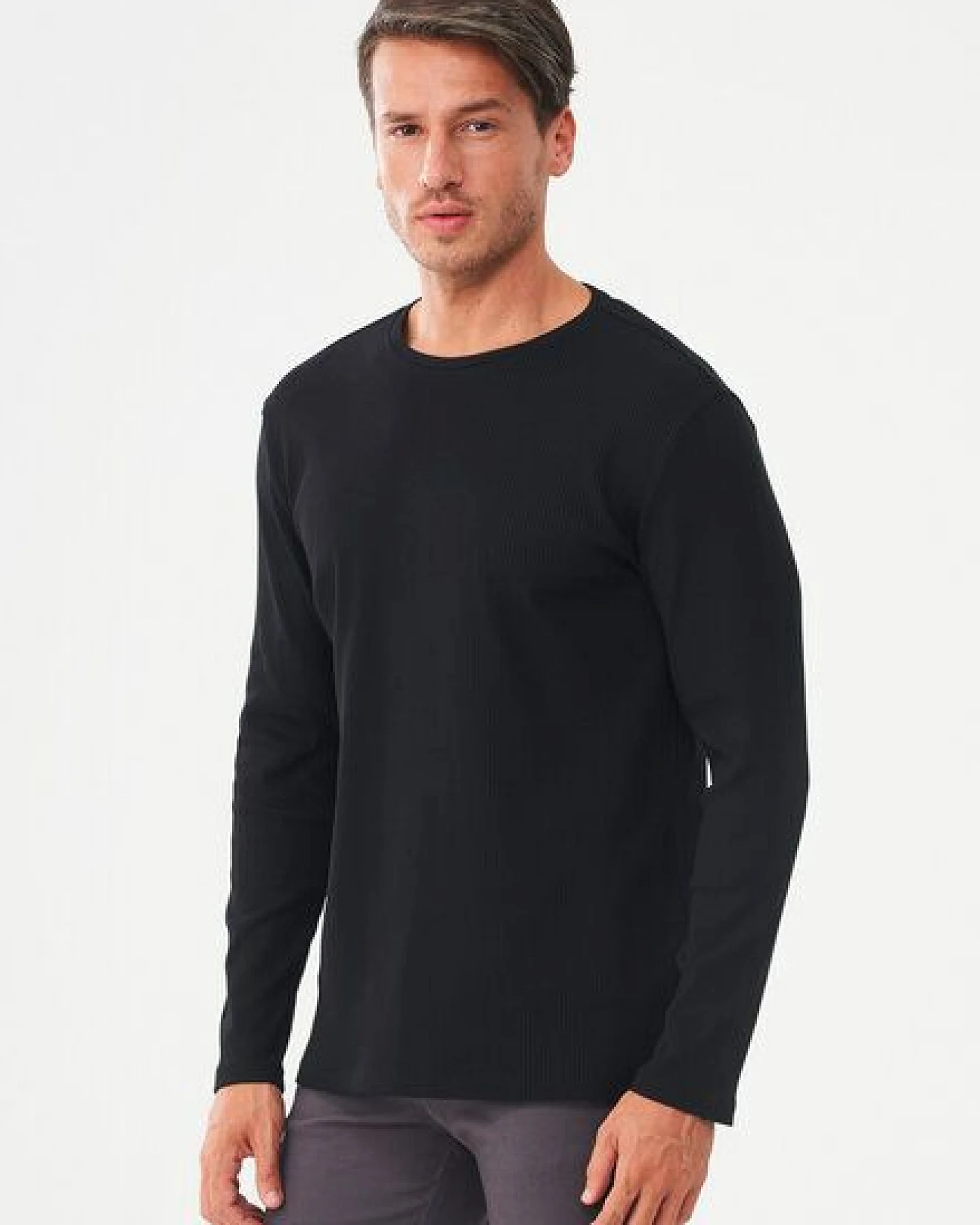 ORGANICATION Geripptes Langarmshirt aus Bio-Baumwolle – Ansicht 3