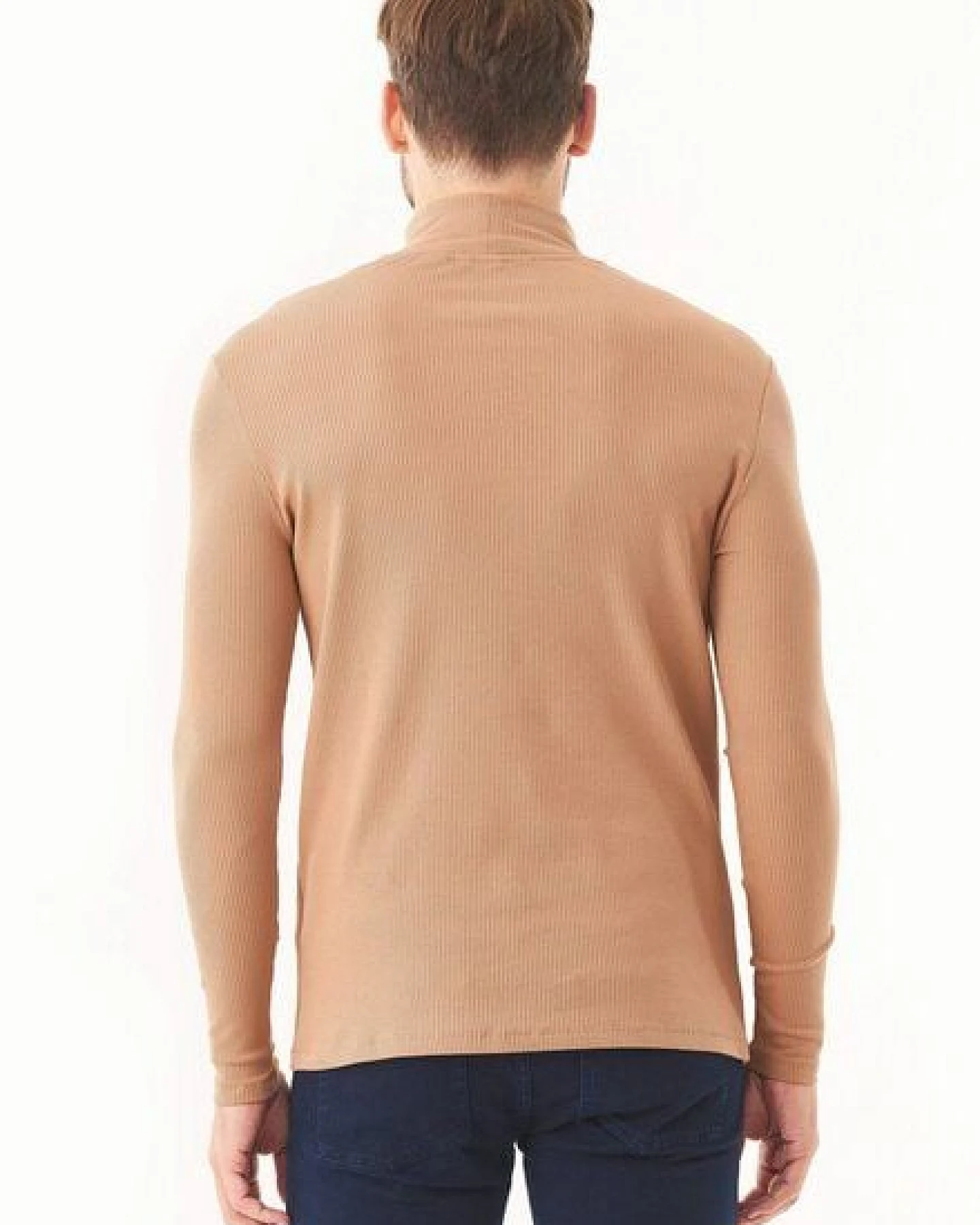 ORGANICATION Geripptes Langarmshirt aus Bio-Baumwolle mit Rollkragen – Ansicht 4