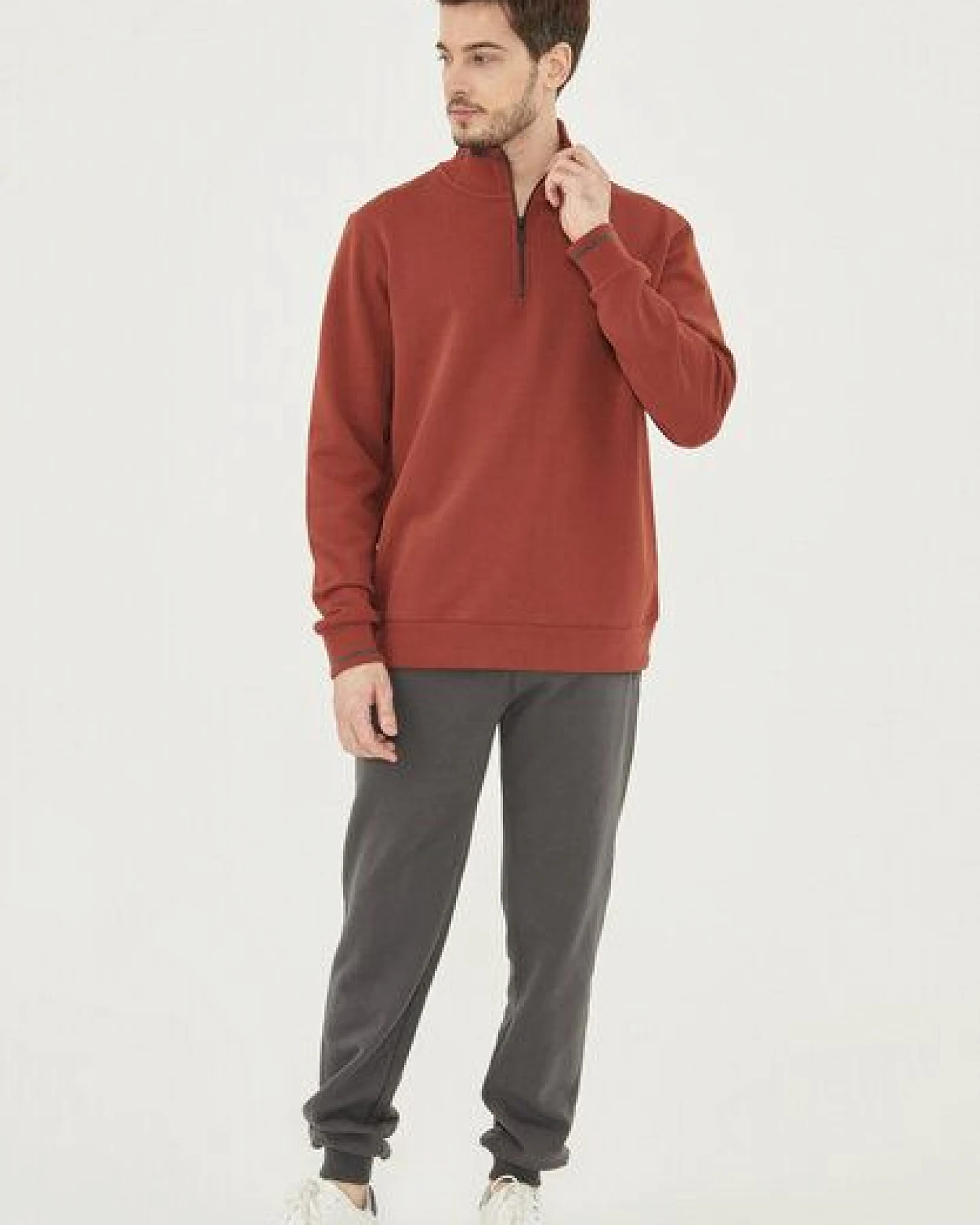 ORGANICATION Sweatshirt aus Bio-Baumwolle mit Stehkragen – Ansicht 2