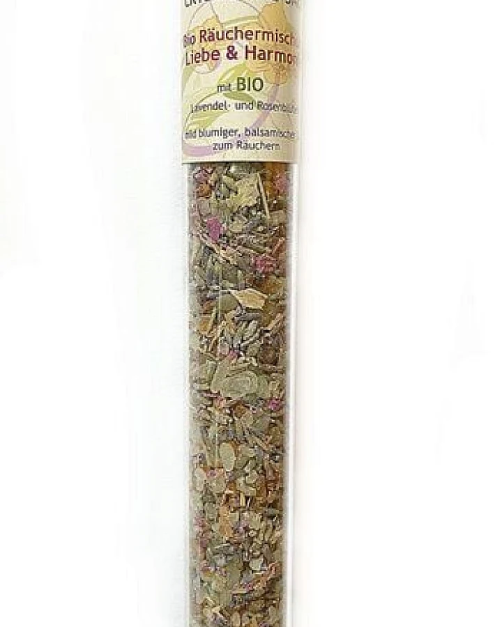Crystal and Sage Bio Räuchermischung Liebe und Harmonie mit Lavendel und Rosenblüten
