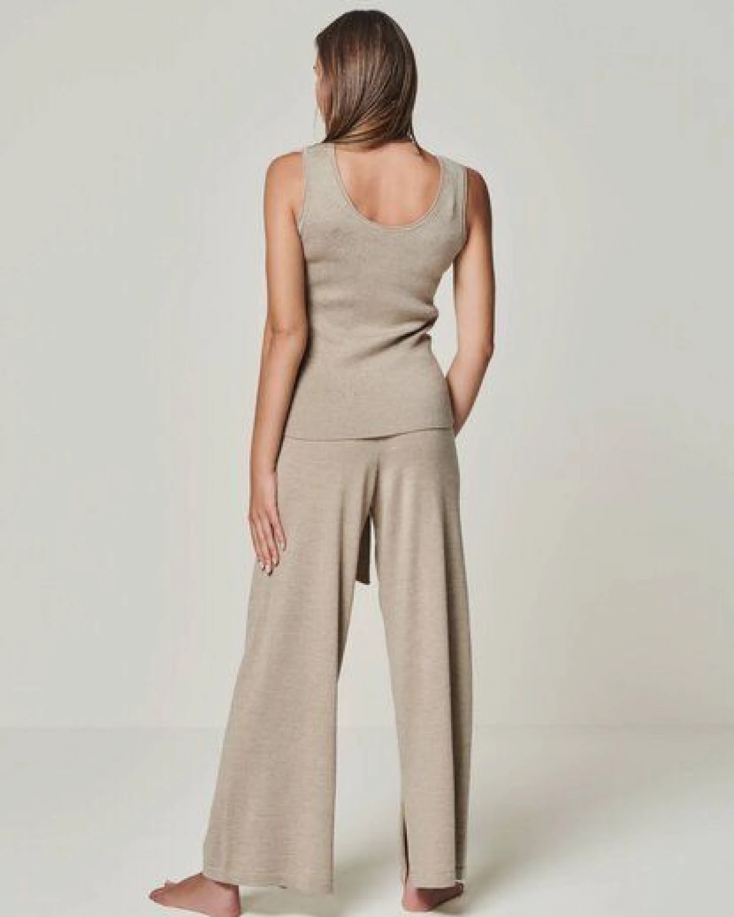 YOU LOOK PERFECT Merino Loungewear Set "Stricktop Blossom & weite Strickhose Bailey" – Ansicht 3