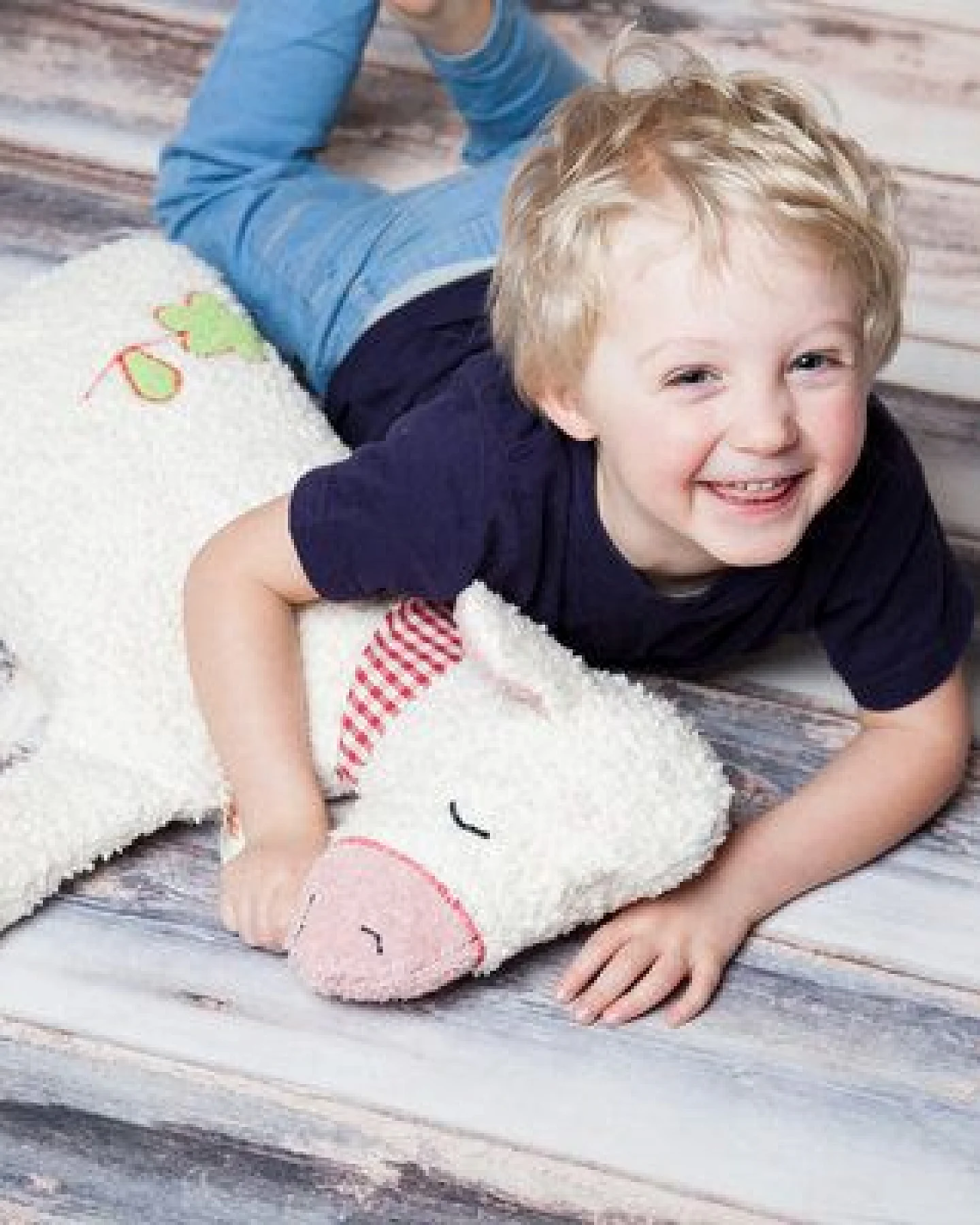 Efie XL Schäfchen mit Blümchen, Spieltier und Kuschelkissen, – Ansicht 4