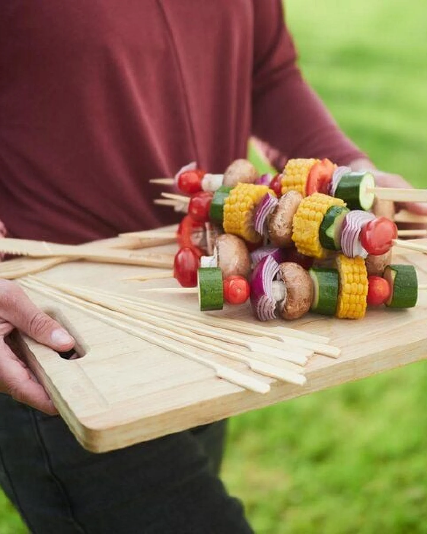 pandoo Grillspieße (30 Stück - 25cm) mit breitem Griff aus Bambus – Ansicht 3
