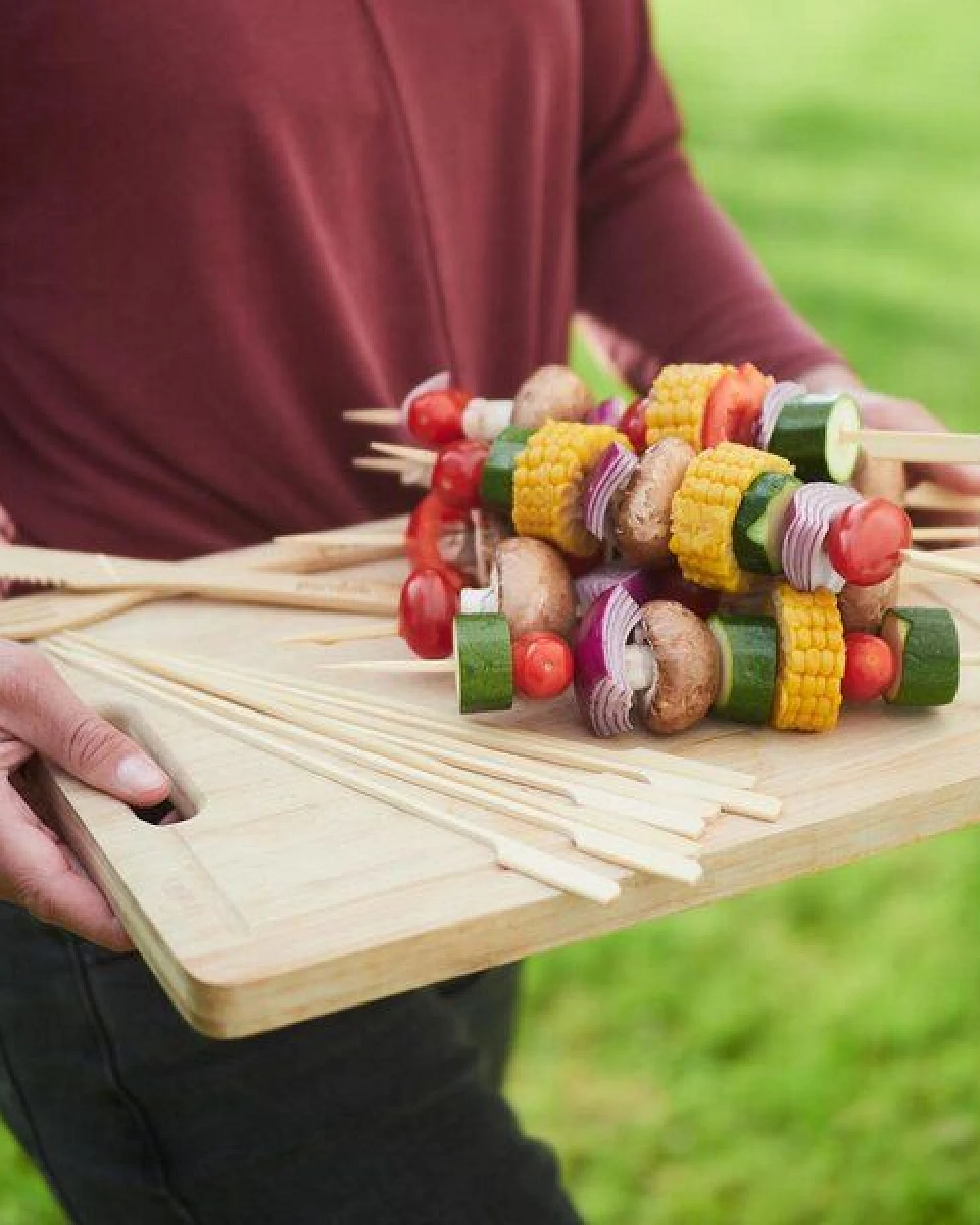 pandoo Grillspieße (30 Stück - 25cm) mit breitem Griff aus Bambus – Ansicht 3