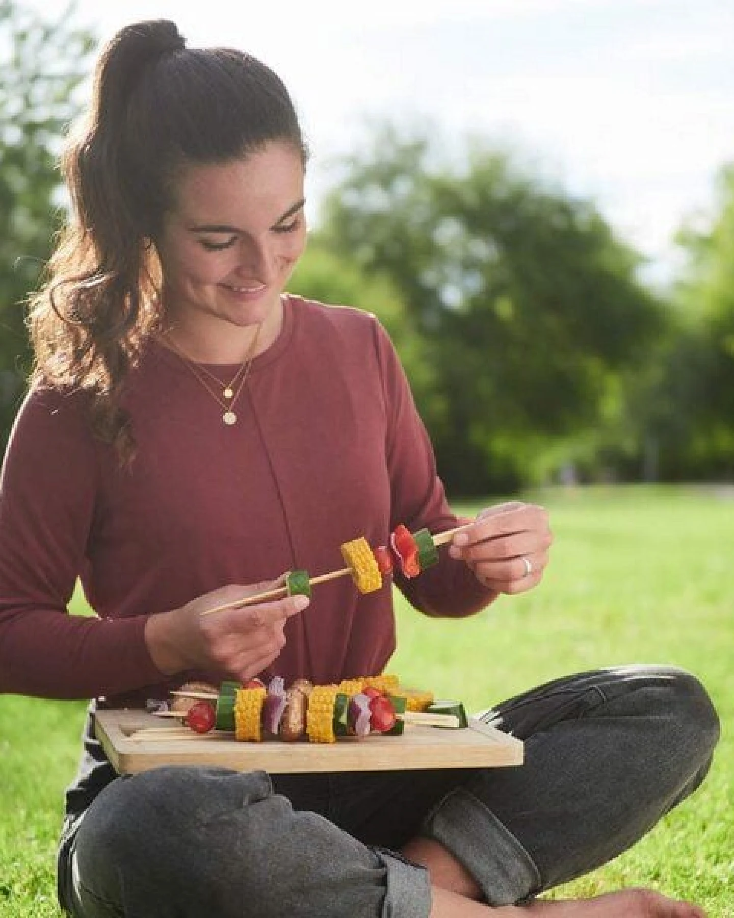 pandoo Grillspieße (30 Stück - 25cm) mit breitem Griff aus Bambus – Ansicht 4
