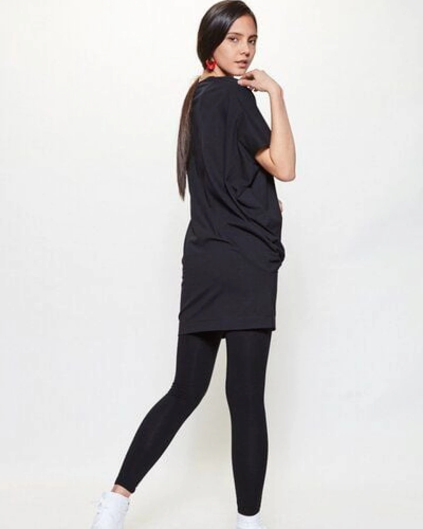 LUMEN organic Longshirt asymmetrisch aus JERSEY schwarz – Ansicht 4