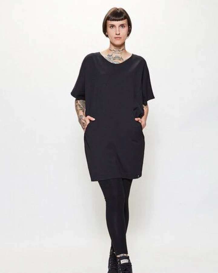 LUMEN organic Longshirt mit Taschen JERSEY in schwarz