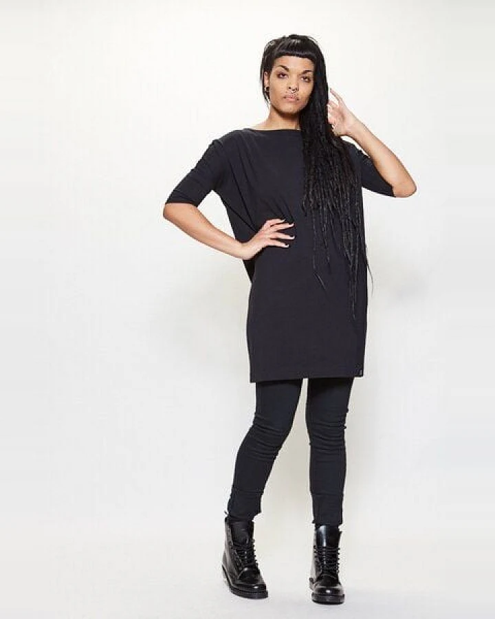 LUMEN organic Longshirt mit 1/2-Ärmel JERSEY in schwarz